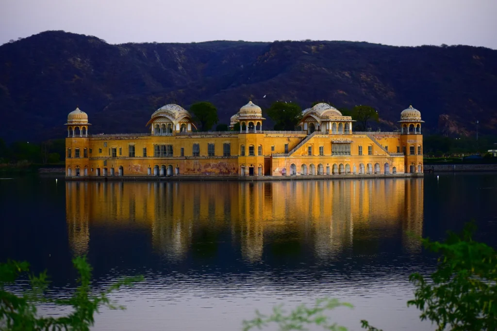 View of Jal Mahal Palace in Jaipur, Rajasthan" or "Jal Mahal Palace on Man Sagar Lake in Jaipur
