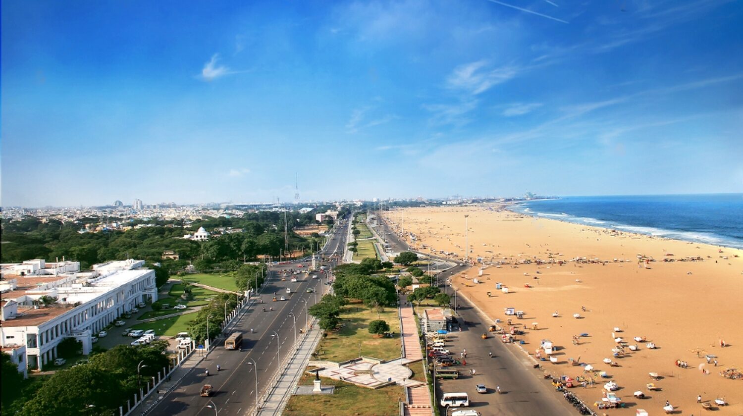 Marina Beach chennai city tamil nadu india bay of bengal transformed e1682930419302