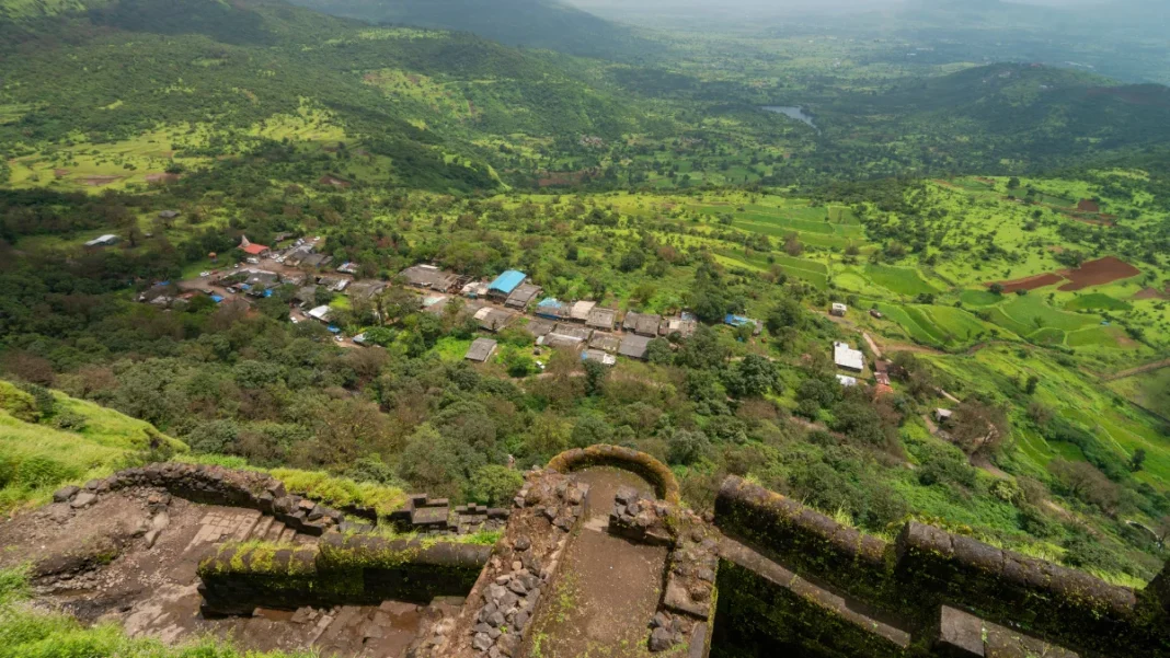 The front view of the Lohagad Fort